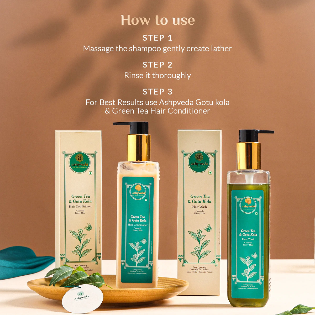 Green Tea & Gotu Kola Hair Wash Best Shampoo For Hair Ashpveda