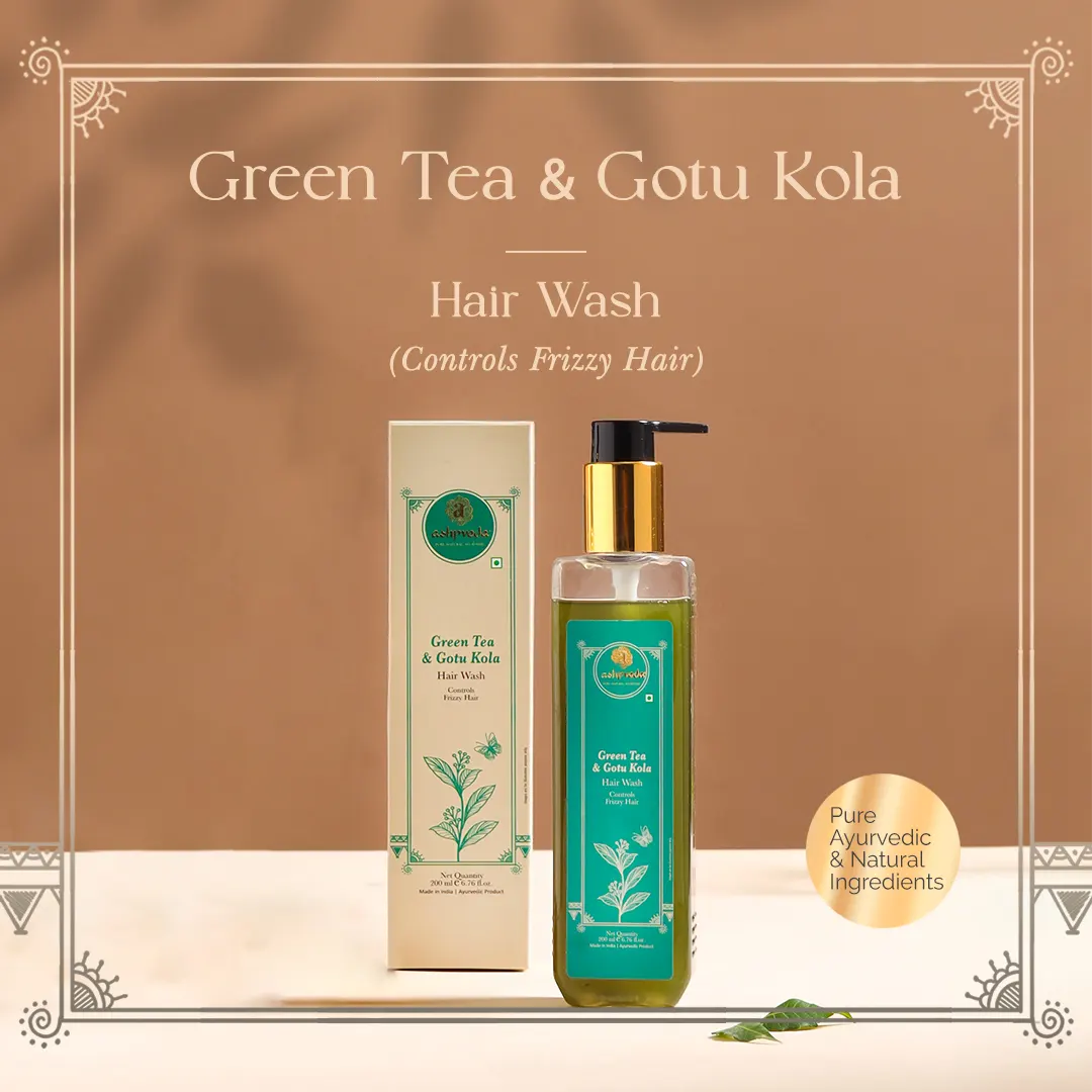 Green Tea & Gotukola Hair Wash -Control Frizzy Hair